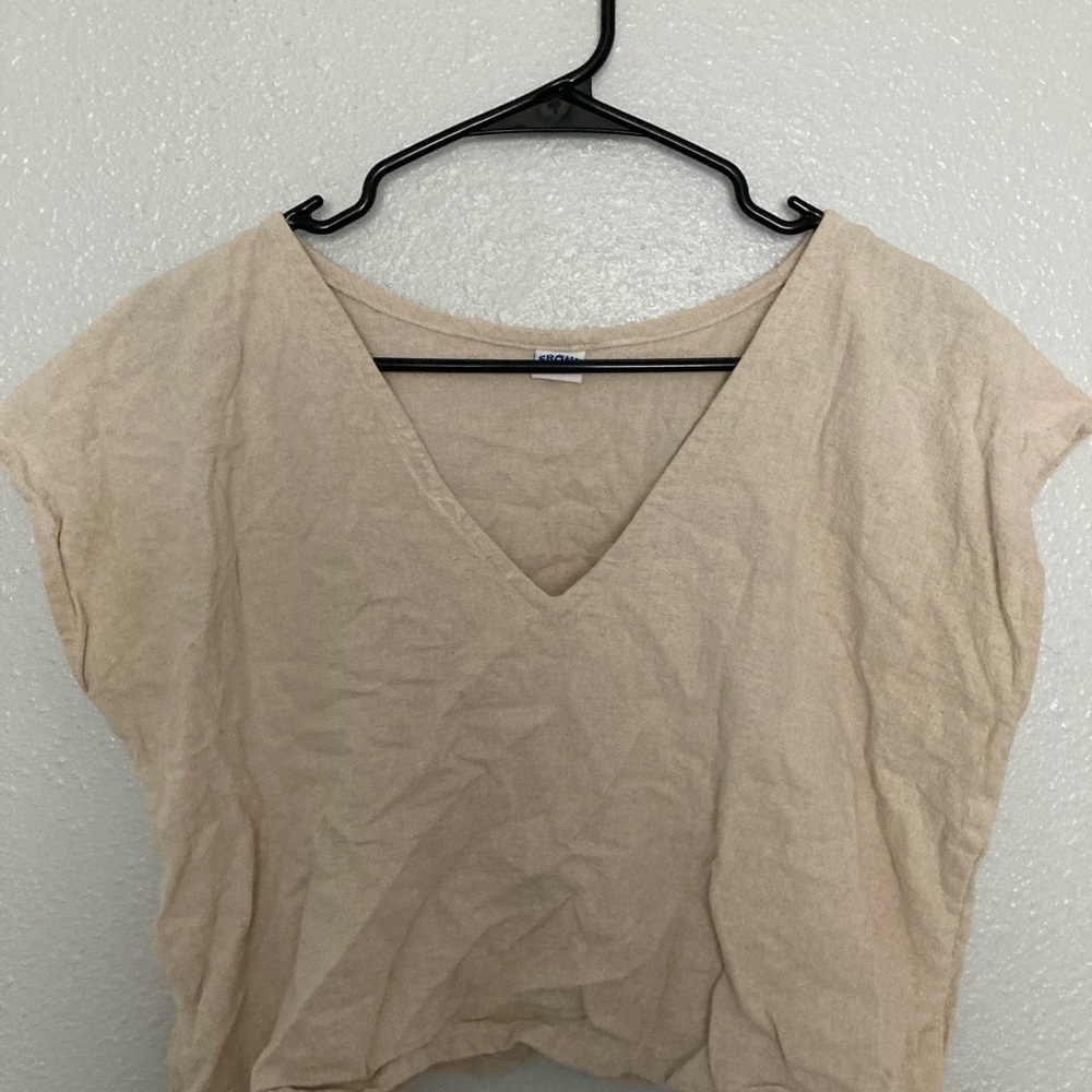 Casual Cream V-Neck Tee